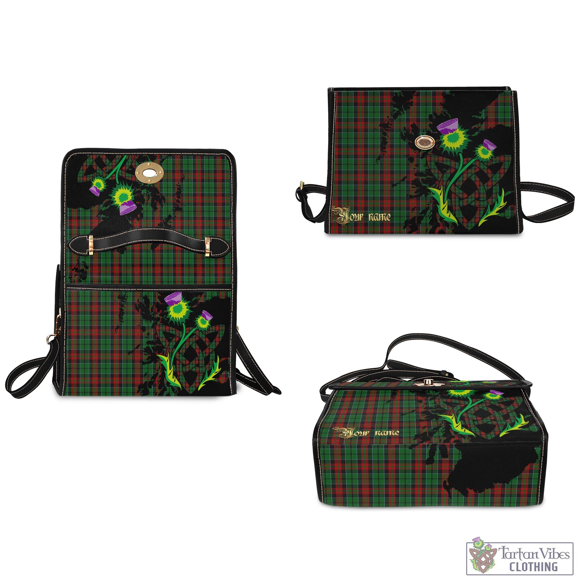 Tartan Vibes Clothing Walker James Tartan Waterproof Canvas Bag with Scotland Map and Thistle Celtic Accents