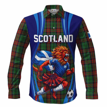 Walker Scotland Football Tartan Long Sleeve Button Shirts Lion Mascot Go Scottish