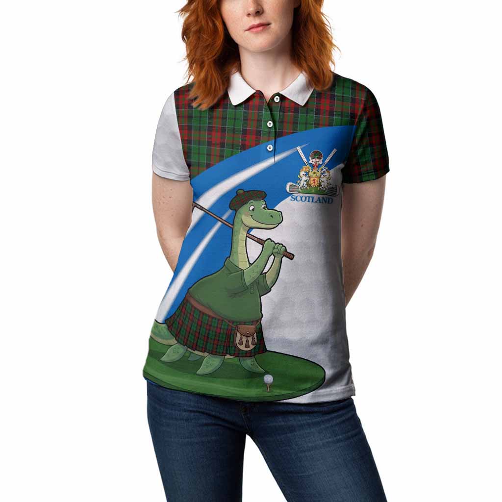Walker Tartan Crest Golf Nessie Women Polo Shirt Loch Ness Monster Sporty Style