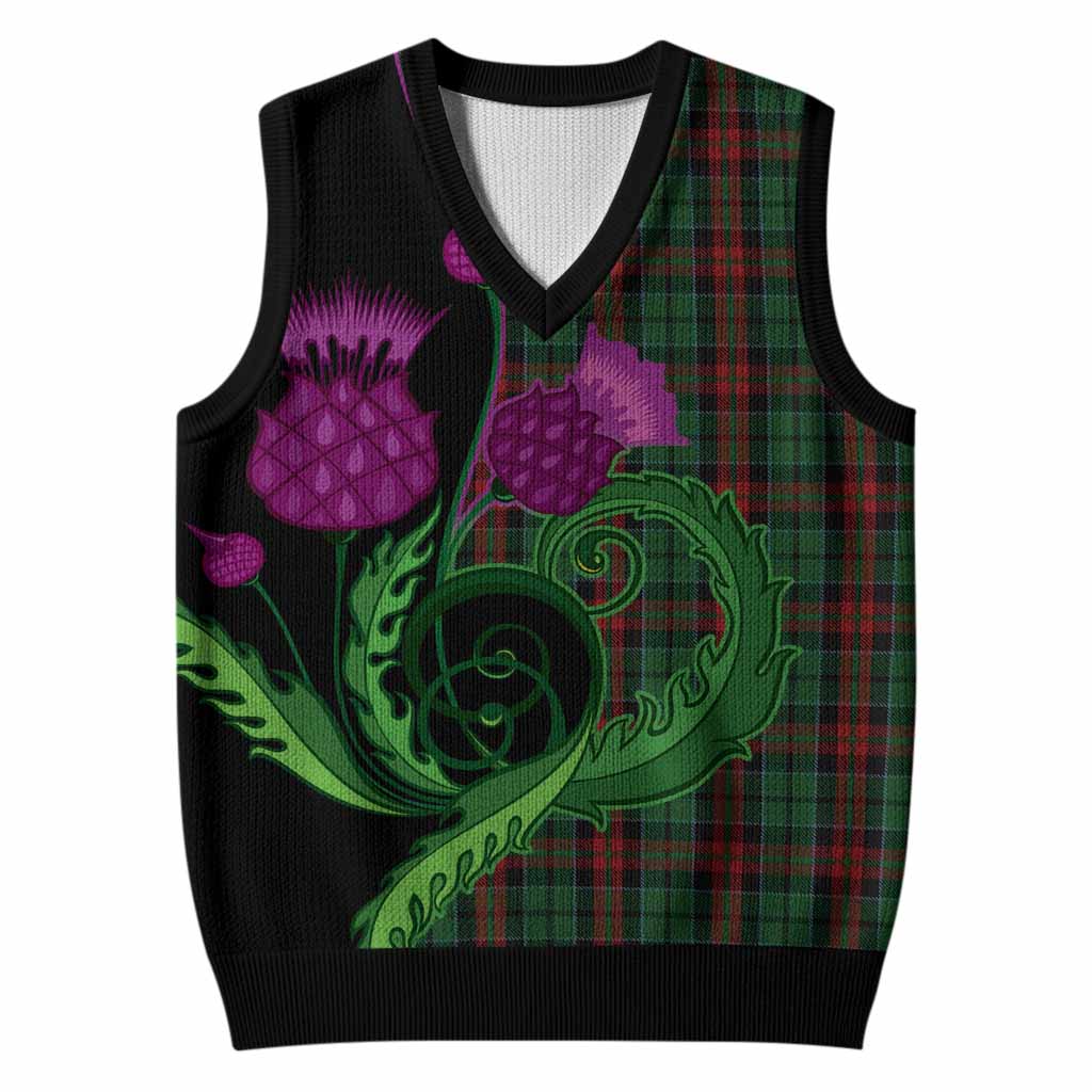 Walker Tartan Knitted V-Neck Vest Traditional Scottish Thistle
