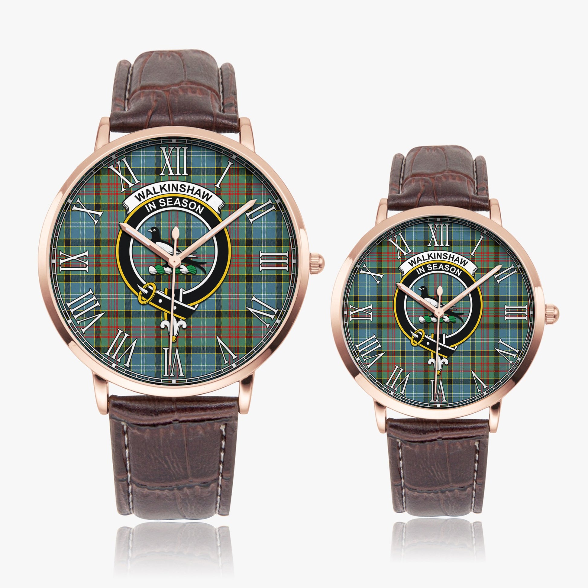 Walkinshaw Tartan Family Crest Leather Strap Quartz Watch - Tartan Vibes Clothing