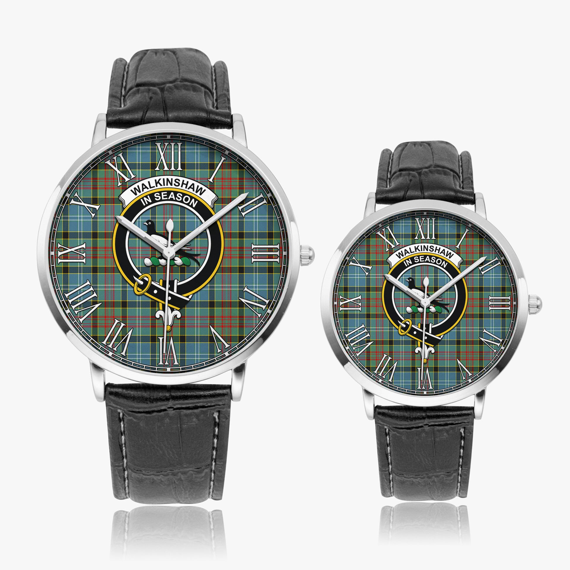 Walkinshaw Tartan Family Crest Leather Strap Quartz Watch - Tartan Vibes Clothing