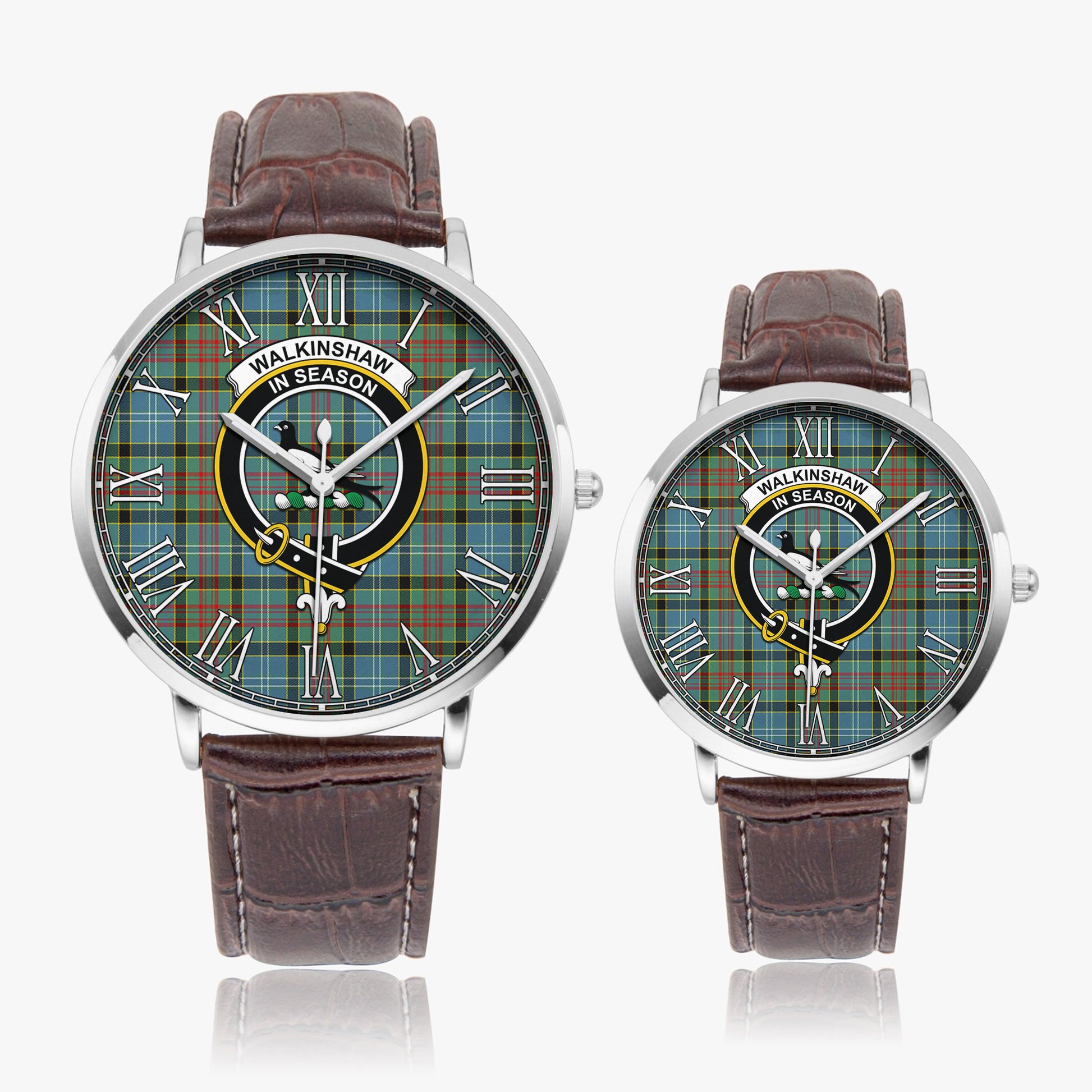 Walkinshaw Tartan Family Crest Leather Strap Quartz Watch - Tartan Vibes Clothing