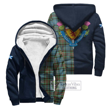 Walkinshaw Tartan Sherpa Hoodie Alba with Scottish Lion Royal Arm Half Style Unisex S - Tartan Vibes Clothing