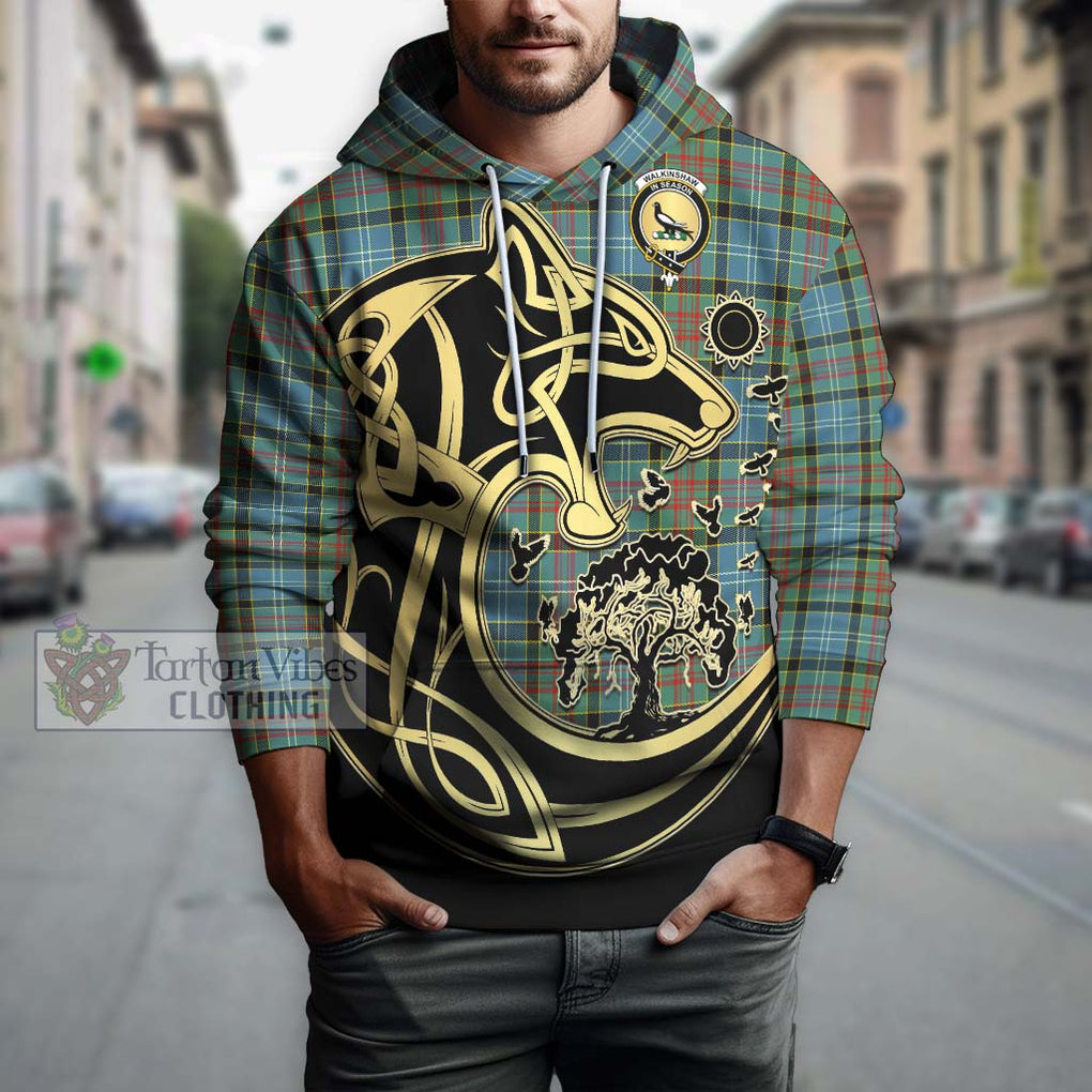 Walkinshaw Tartan Hoodie with Family Crest Celtic Wolf Style Zip Hoodie - Tartan Vibes Clothing