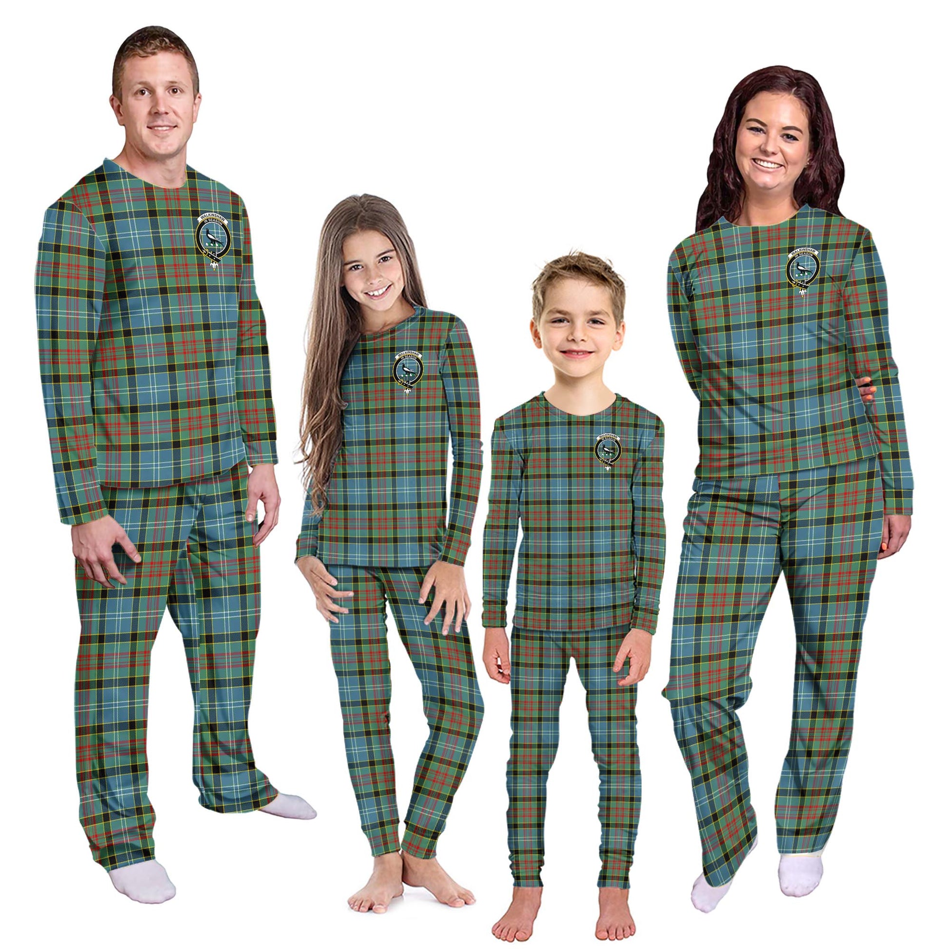 Walkinshaw Tartan Pajamas Family Set with Family Crest - Tartanvibesclothing