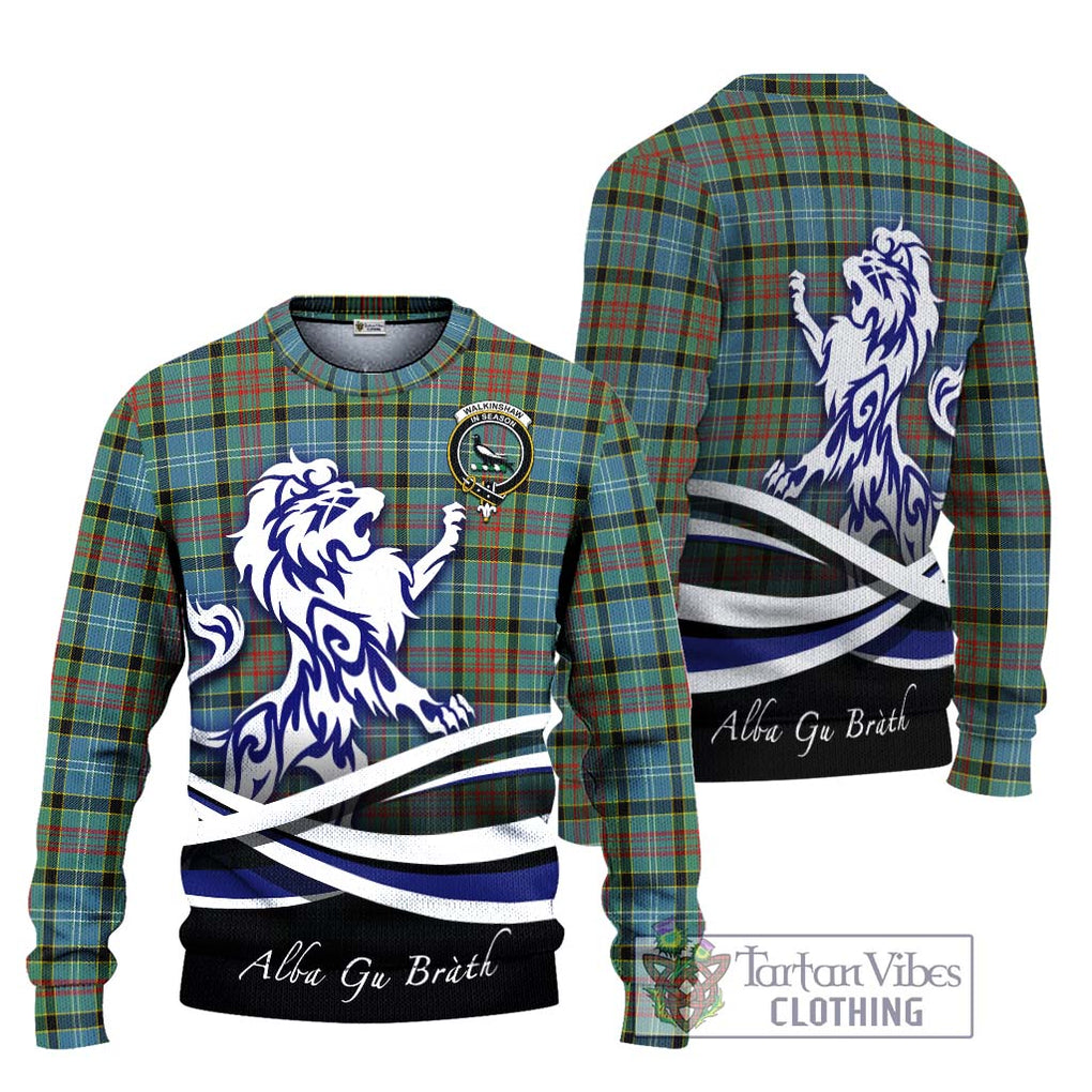 Walkinshaw Tartan Ugly Sweater with Alba Gu Brath Regal Lion Emblem Unisex - Tartan Vibes Clothing