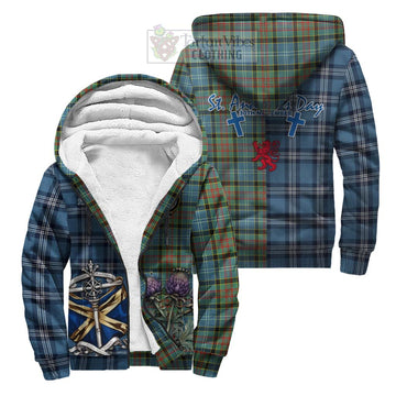Walkinshaw Tartan Sherpa Hoodie Happy St. Andrew's Day Half Tartan Style Unisex S - Tartan Vibes Clothing