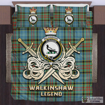 Walkinshaw Tartan Bedding Set with Clan Crest and the Golden Sword of Courageous Legacy