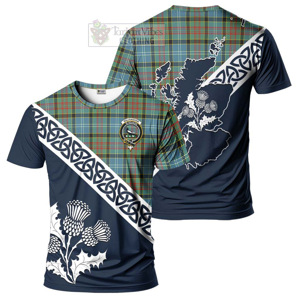 Walkinshaw Tartan T-Shirt Featuring Thistle and Scotland Map Kid's Shirt - Tartanvibesclothing Store