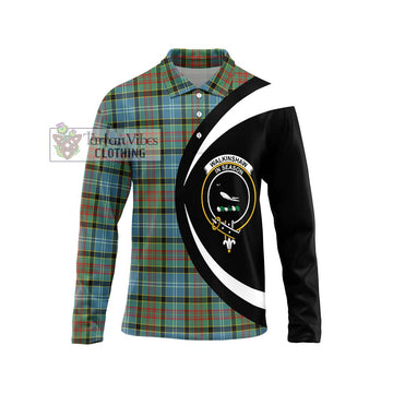 Walkinshaw Tartan Long Sleeve Polo Shirt with Family Crest Circle Style Unisex - Tartan Vibes Clothing