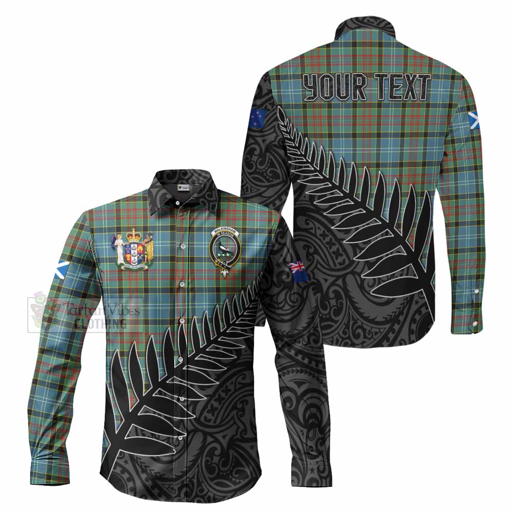 Tartan Vibes Clothing Walkinshaw Crest Tartan Long Sleeve Button Shirt with New Zealand Silver Fern Half Style