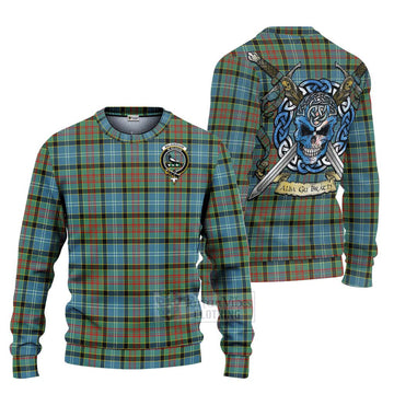 Walkinshaw Tartan Ugly Sweater with Family Crest Celtic Skull Style Unisex - Tartan Vibes Clothing