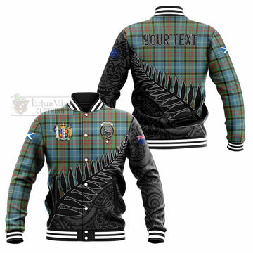 Tartan Vibes Clothing Walkinshaw Crest Tartan Baseball Jacket with New Zealand Silver Fern Half Style