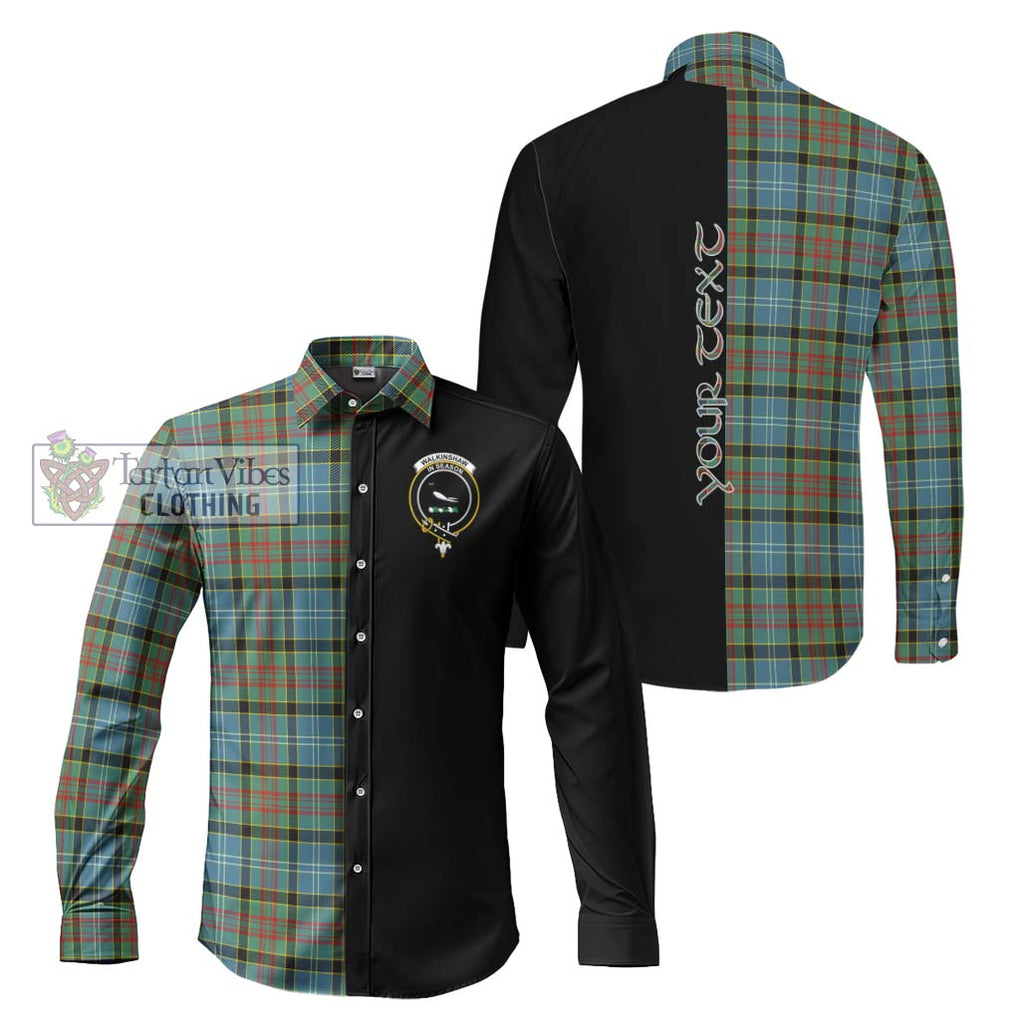 Walkinshaw Tartan Long Sleeve Button Shirt with Family Crest and Half Of Me Style Men's Shirt S - Tartanvibesclothing Shop
