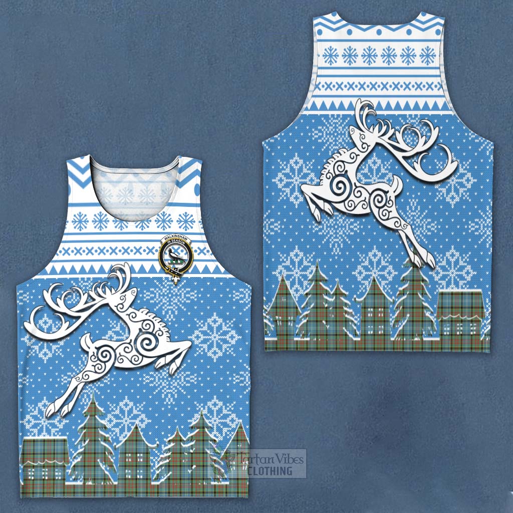 Walkinshaw Clan Christmas Men's Tank Top Celtic Reindeer Style Men - Tartan Vibes Clothing