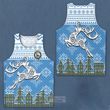 Walkinshaw Clan Christmas Men's Tank Top Celtic Reindeer Style Men - Tartan Vibes Clothing