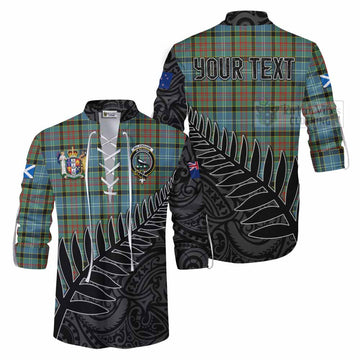 Tartan Vibes Clothing Walkinshaw Crest Tartan Ghillie Kilt Shirt with New Zealand Silver Fern Half Style