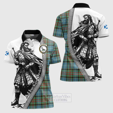 Walkinshaw Tartan Clan Crest Women's Polo Shirt with Highlander Warrior Celtic Style Women - Tartan Vibes Clothing