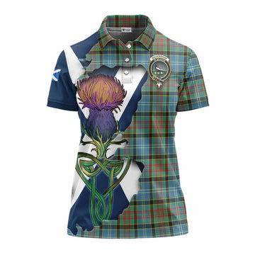 Tartan Vibes Clothing Walkinshaw Tartan Family Crest Women's Polo Shirt Scottish Thistle Celtic Inspired