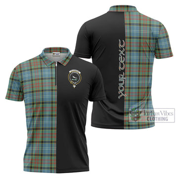Walkinshaw Tartan Zipper Polo Shirt with Family Crest and Half Of Me Style Unisex - Tartan Vibes Clothing