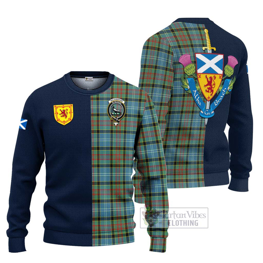 Walkinshaw Tartan Ugly Sweater Alba with Scottish Lion Royal Arm Half Style Unisex - Tartan Vibes Clothing