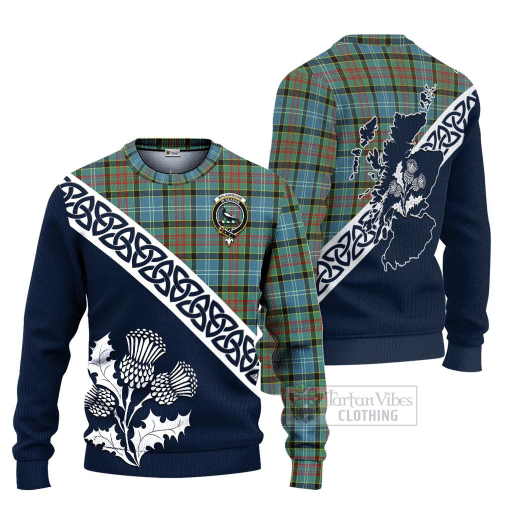 Walkinshaw Tartan Ugly Sweater Featuring Thistle and Scotland Map Unisex - Tartan Vibes Clothing