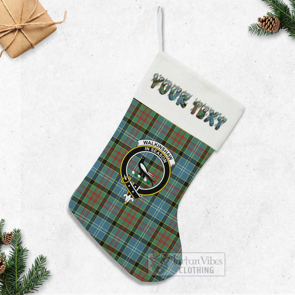 Tartan Vibes Clothing Walkinshaw Tartan Family Crest Christmas Stocking with Personalized Text