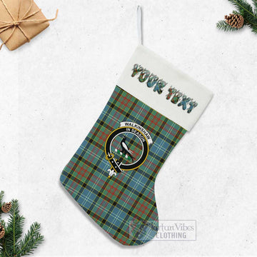 Walkinshaw Tartan Family Crest Christmas Stocking with Personalized Text
