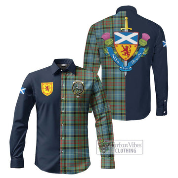 Walkinshaw Tartan Long Sleeve Button Shirt Alba with Scottish Lion Royal Arm Half Style Men's Shirt S - Tartan Vibes Clothing