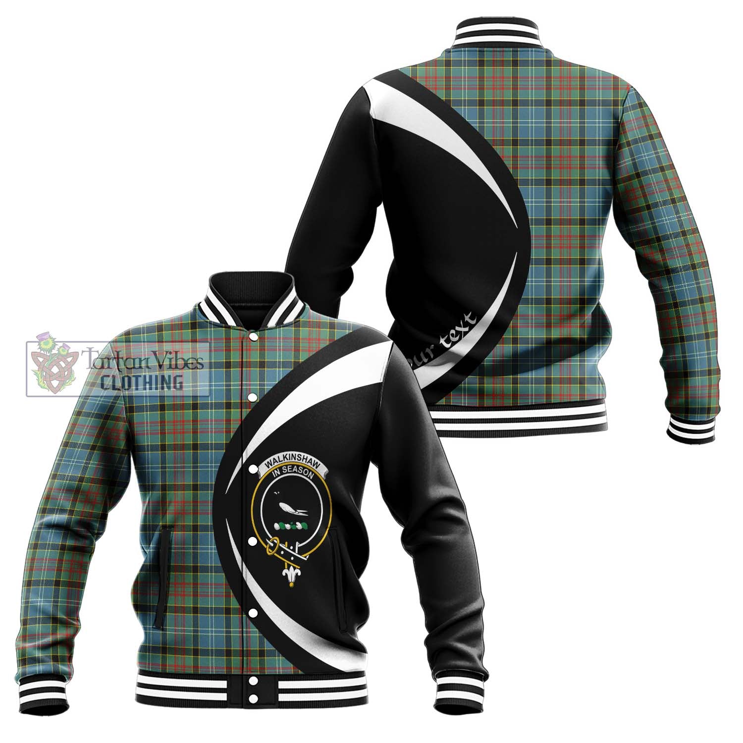 Walkinshaw Tartan Baseball Jacket with Family Crest Circle Style Unisex - Tartan Vibes Clothing