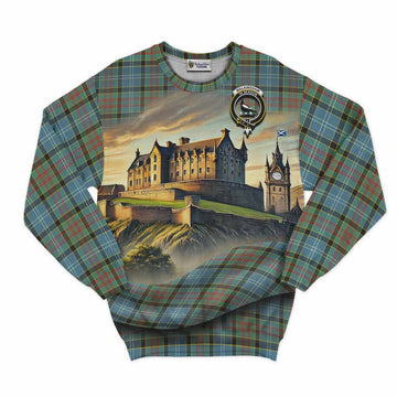 Walkinshaw Tartan Family Crest Sweatshirt with Scottish Ancient Castle Style Unisex - Tartan Vibes Clothing