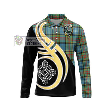 Walkinshaw Tartan Long Sleeve Polo Shirt with Family Crest and Celtic Symbol Style Unisex - Tartan Vibes Clothing