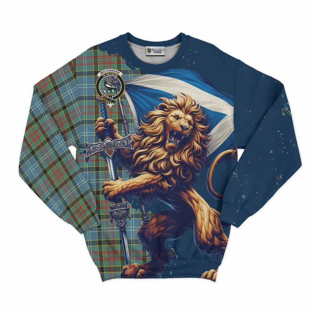 Walkinshaw Tartan Family Crest Sweatshirt with Scottish Majestic Lion Unisex - Tartan Vibes Clothing