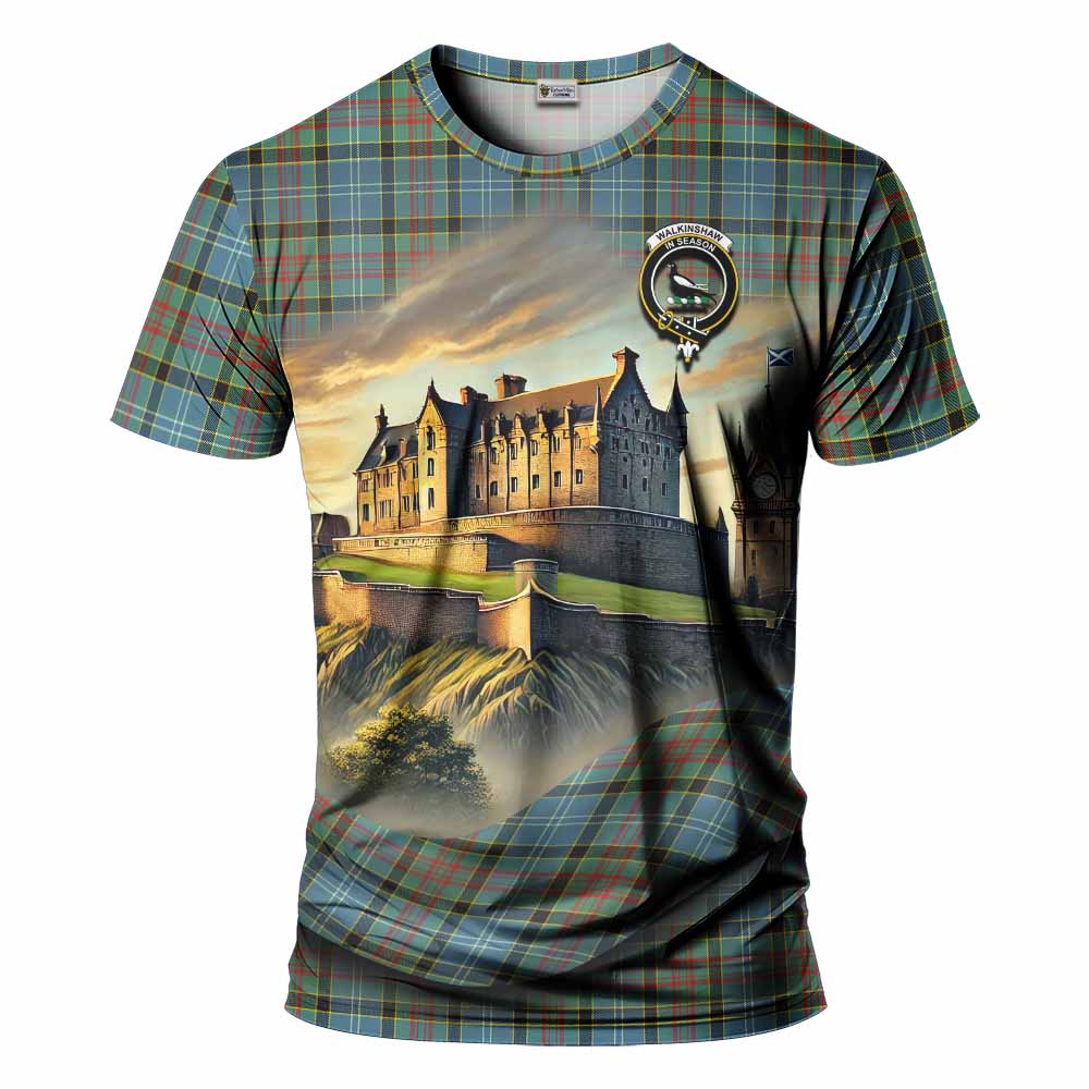 Walkinshaw Tartan Family Crest T-Shirt with Scottish Ancient Castle Style Kid's Shirt - Tartan Vibes Clothing
