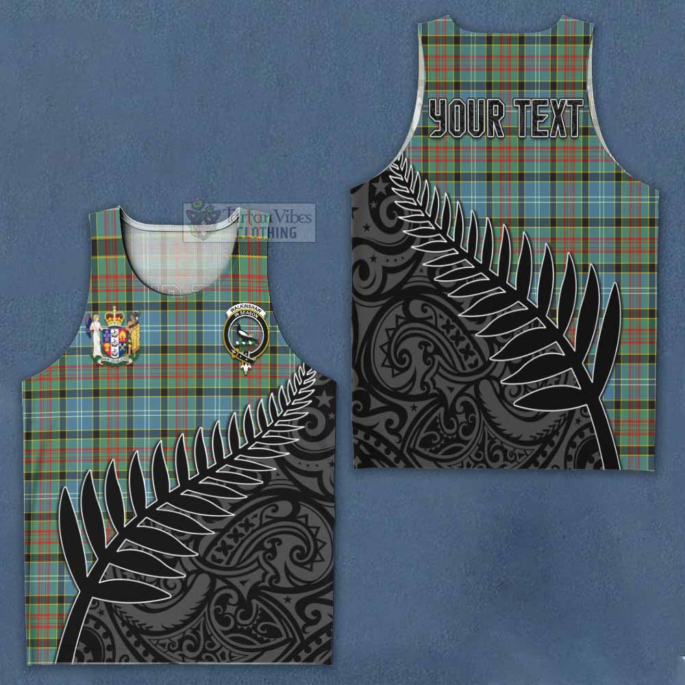 Tartan Vibes Clothing Walkinshaw Crest Tartan Men's Tank Top with New Zealand Silver Fern Half Style