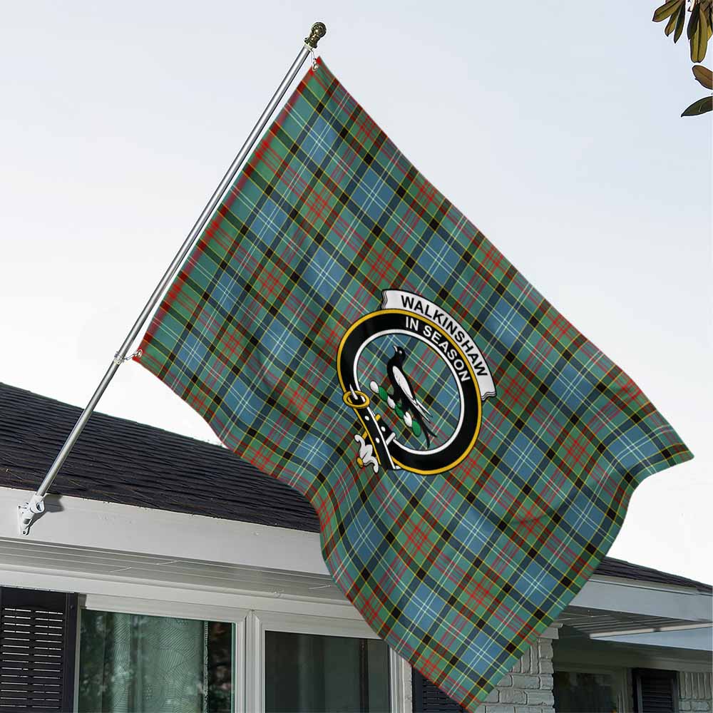 Tartan Vibes Clothing Walkinshaw Tartan House Flag with Family Crest
