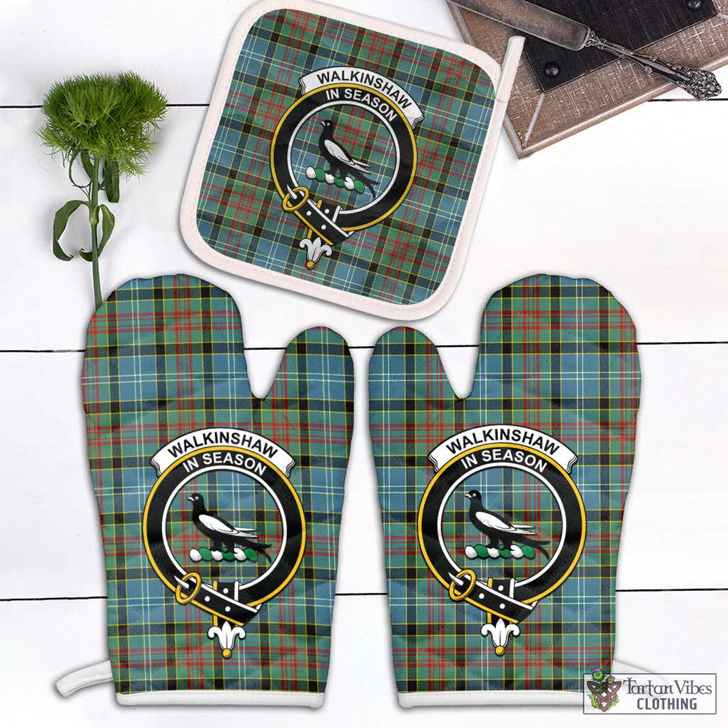 Walkinshaw Tartan Combo Oven Mitt & Pot-Holder with Family Crest White - Tartan Vibes Clothing