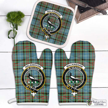 Walkinshaw Tartan Combo Oven Mitt & Pot-Holder with Family Crest Combo 2 Oven Mitt & 1 Pot-Holder Black - Tartan Vibes Clothing