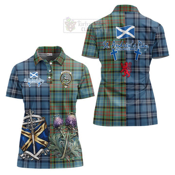 Walkinshaw Tartan Women's Polo Shirt Happy St. Andrew's Day Half Tartan Style Women - Tartan Vibes Clothing