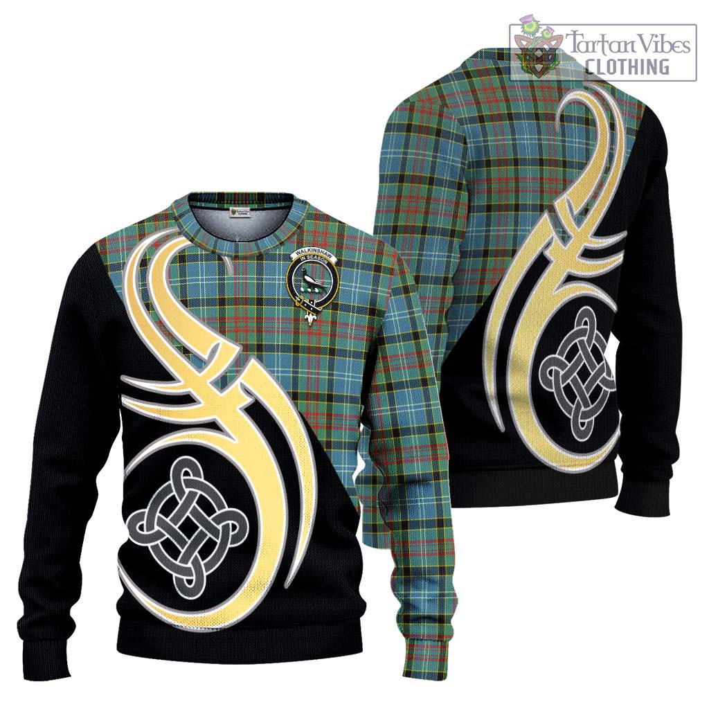 Walkinshaw Tartan Ugly Sweater with Family Crest and Celtic Symbol Style Unisex - Tartan Vibes Clothing