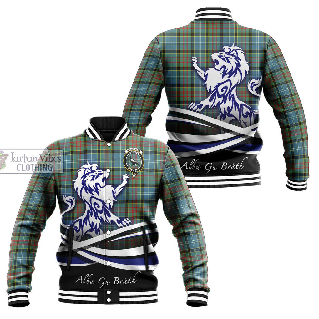 Walkinshaw Tartan Baseball Jacket with Alba Gu Brath Regal Lion Emblem Unisex - Tartan Vibes Clothing