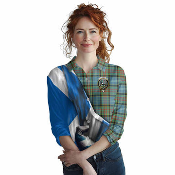 Walkinshaw Tartan Women's Casual Shirt with Family Crest Scotland Patriotic Style Female - Tartan Vibes Clothing