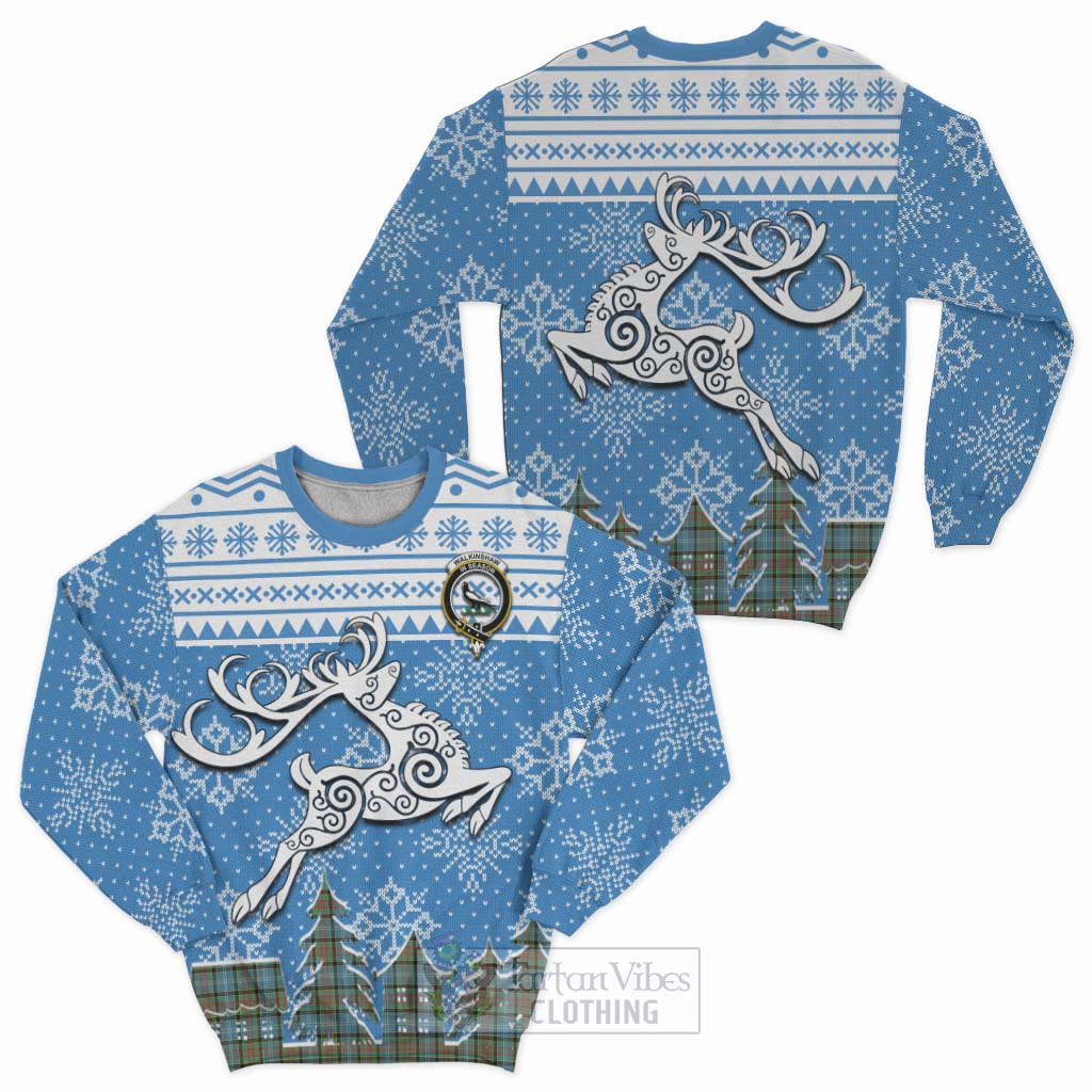 Walkinshaw Clan Christmas Sweatshirt Celtic Reindeer Style Unisex - Tartan Vibes Clothing