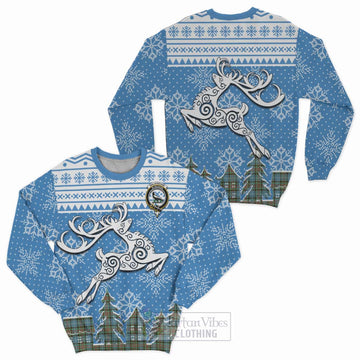 Walkinshaw Clan Christmas Sweatshirt Celtic Reindeer Style Unisex - Tartan Vibes Clothing