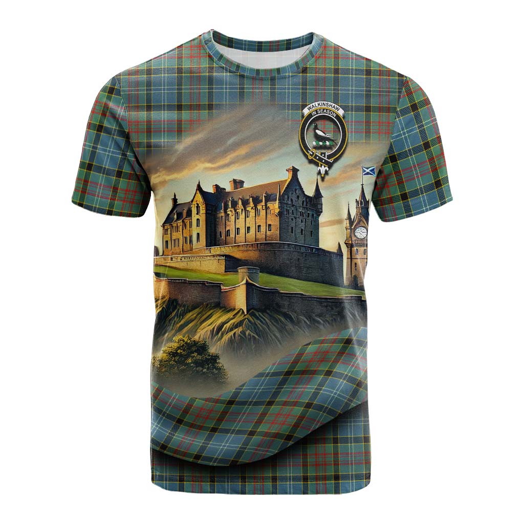 Walkinshaw Tartan Family Crest Cotton T-shirt with Scottish Ancient Castle Style Kid's Shirt - Tartan Vibes Clothing