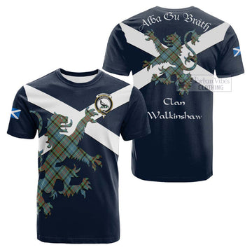 Walkinshaw Tartan Lion Rampant Cotton T-shirt Proudly Display Your Heritage with Alba Gu Brath and Clan Name Kid's Shirt - Tartan Vibes Clothing