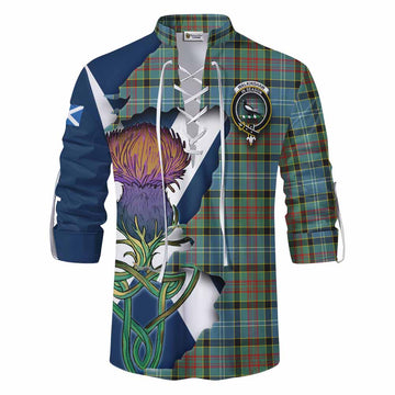 Tartan Vibes Clothing Walkinshaw Tartan Family Crest Ghillie Kilt Shirt Scottish Thistle Celtic Inspired