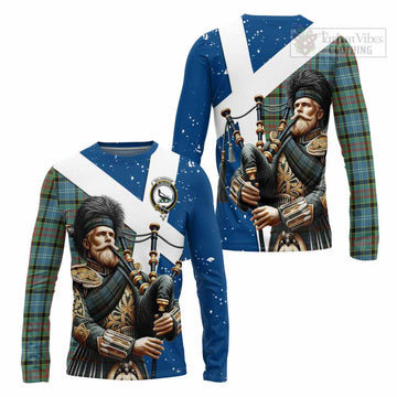 Walkinshaw Tartan Long Sleeve T-Shirt with Family Crest Scottish Bagpiper Vibes Unisex - Tartan Vibes Clothing