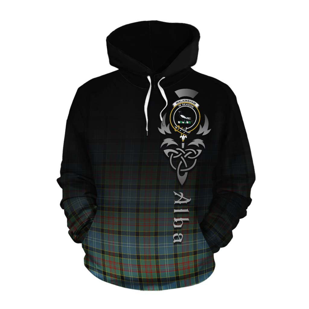 Tartan Vibes Clothing Walkinshaw Tartan Cotton Hoodie Featuring Alba Gu Brath Family Crest Celtic Inspired